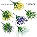 WILLBOND 12 Bundles Artificial Flowers Outdoor UV Resistant Faux Artificial Plants Shrubs Plastic Flower Bulk for Hanging Planter Porch Window Home Spring Summer DecorYellow Purple White - Image 3
