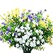 WILLBOND 12 Bundles Artificial Flowers Outdoor UV Resistant Faux Artificial Plants Shrubs Plastic Flower Bulk for Hanging Planter Porch Window Home Spring Summer DecorYellow Purple White - Image 2