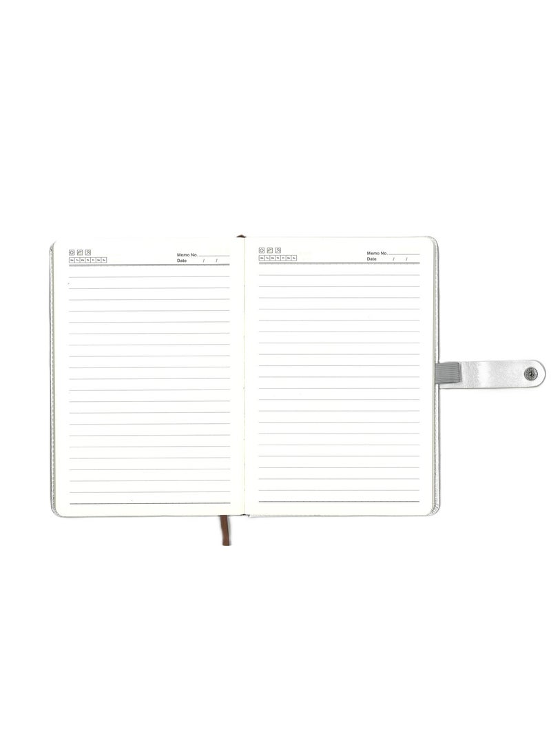 Generic A5 Size Executive Leather Cover Notebook 80 Sheets Silver Cover - Image 2