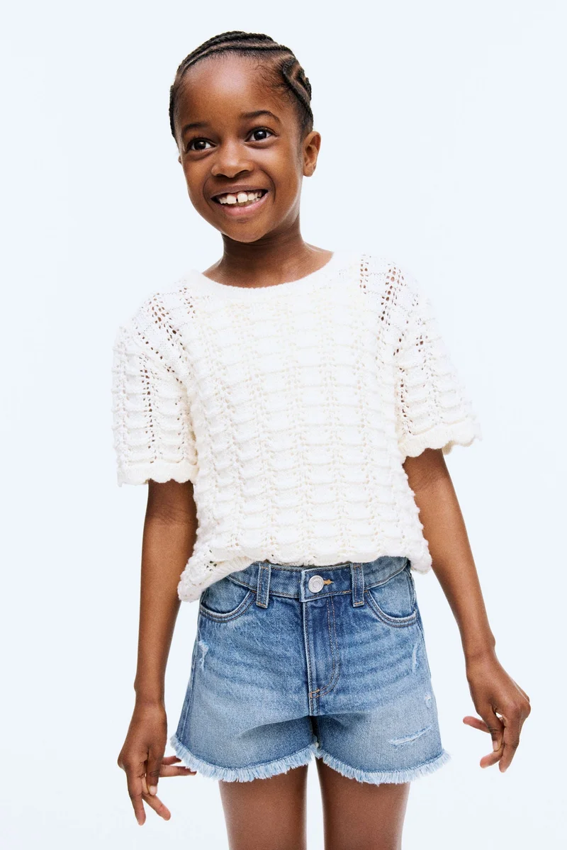 اتش اند ام شورت دنيم بحافة خام