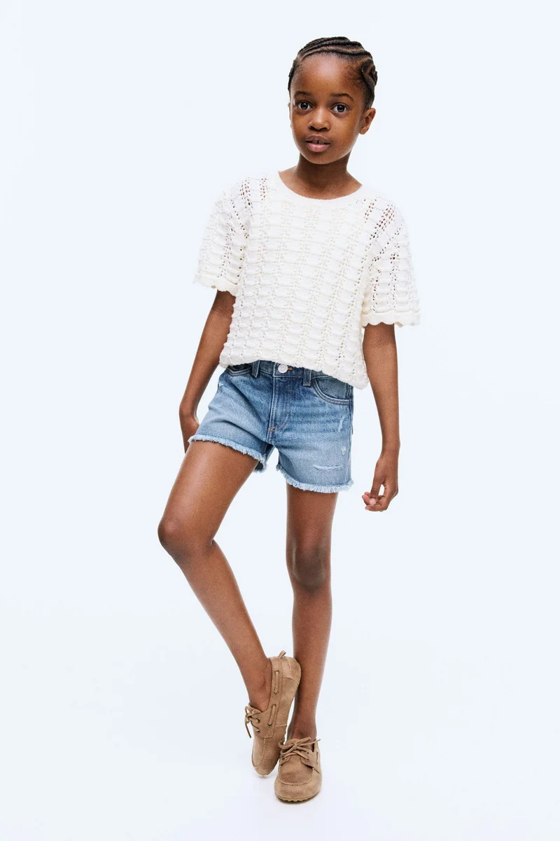 اتش اند ام شورت دنيم بحافة خام