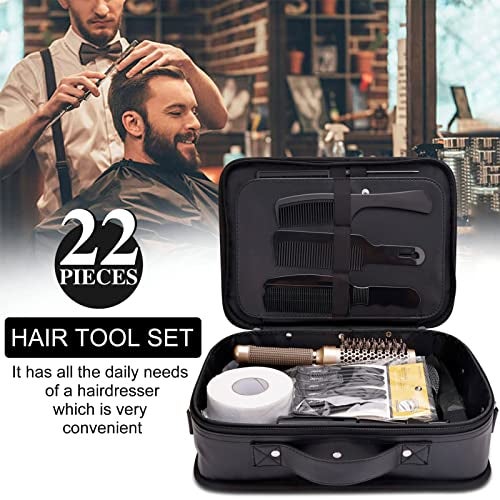 BARBERPLAN مجموعة مقصات قص الشعر، 29 قطعة مجموعة مقصات احترافية للحلاق، صالون، منزل، مجموعة كاملة لقص الشعر تشمل حقيبة الحلاق، مقصات تخفيف، أمشاط، رداء حلاق... - Image 2