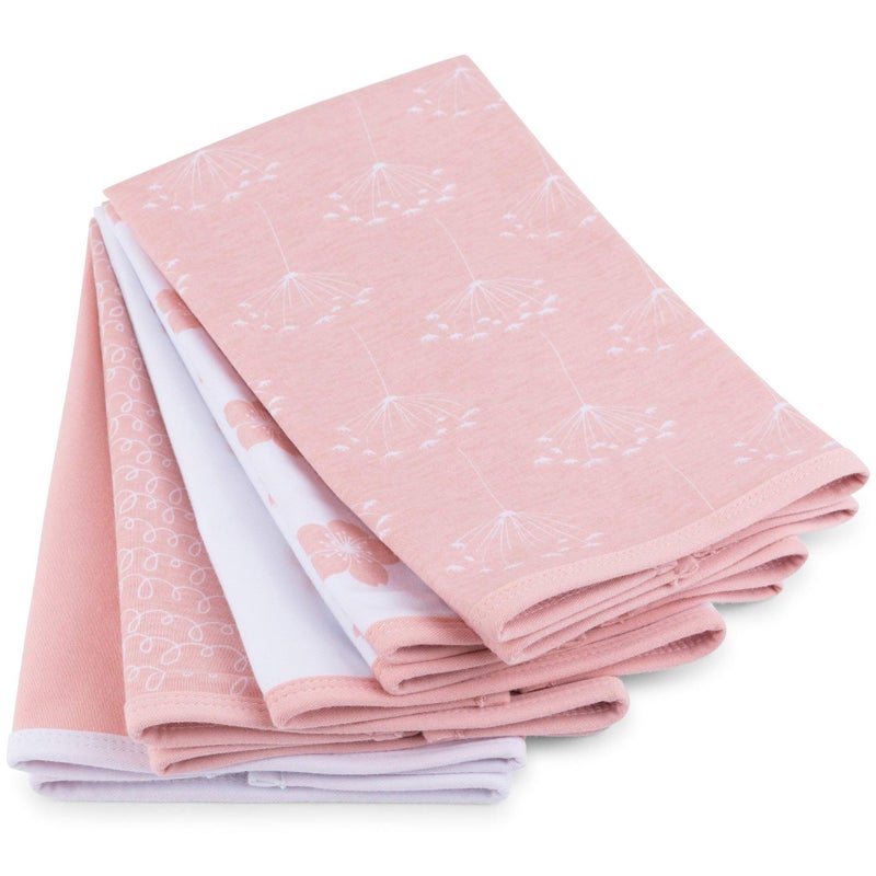 Ely's & Co. Baby Burp Cloth,Waterproof Reversible Jersey Cotton Large Burp Cloths, Cloth Diapers 20" x 12" 5 Pack I Pink Combo for Baby Girl - Image 2