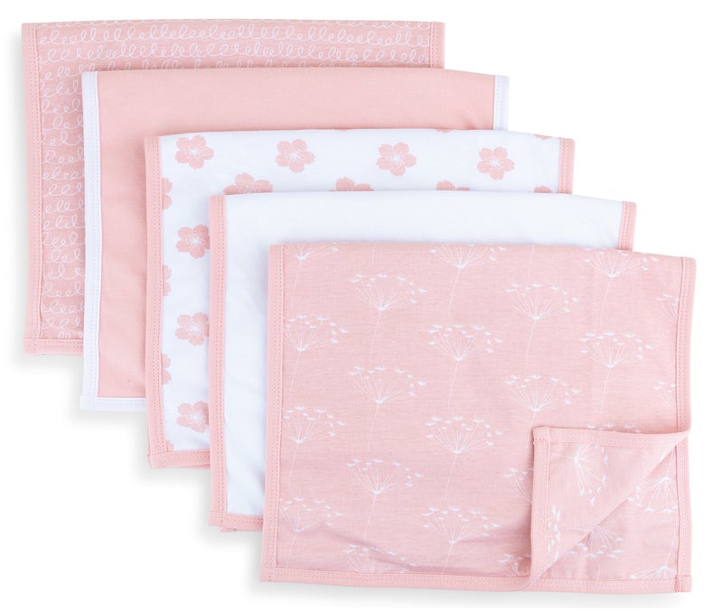 Ely's & Co. Baby Burp Cloth,Waterproof Reversible Jersey Cotton Large Burp Cloths, Cloth Diapers 20" x 12" 5 Pack I Pink Combo for Baby Girl - Image 3