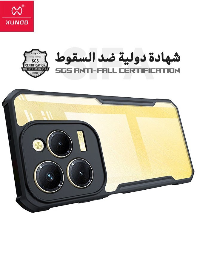 إكسوند حافظة Infinix Hot 40/40 Pro، لوحة خلفية من الأكريليك الشفاف + غطاء إطار ناعم أسود من مادة TPU، حافظة شهادة مقاومة للسقوط من الدرجة العسكرية SGS، غطاء خلفي فائق مضاد للسقوط لهاتف Infinix Hot 40/40 Pro،  - Image 2