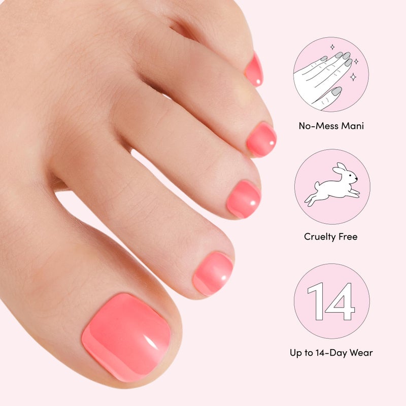 Dashing Diva Glaze Pedicure Nail Strip Set - Grapefruit Gone Wild - Long Lasting, Chip Resistant, Semi-Cured Gel Nail Strips - Summer Gel Set - 4-Piece Pedicure Kit with 32 Strips - Image 5