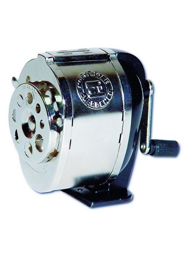 Charles Leonard Mountable Heavy Duty Steel Pencil Sharpener With Multi Size Pencil Holes (8 Sizes), Silver (89508)