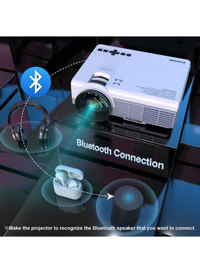 FUDONI Projector with WiFi and Bluetooth, 5G WiFi Native 1080P 10000L 4K Supported, FUDONI Portable Outdoor Projector with Screen for Home Theater, Compatible with HDMI/USB/PC/TV Box/iOS and Android Phone - Image 3