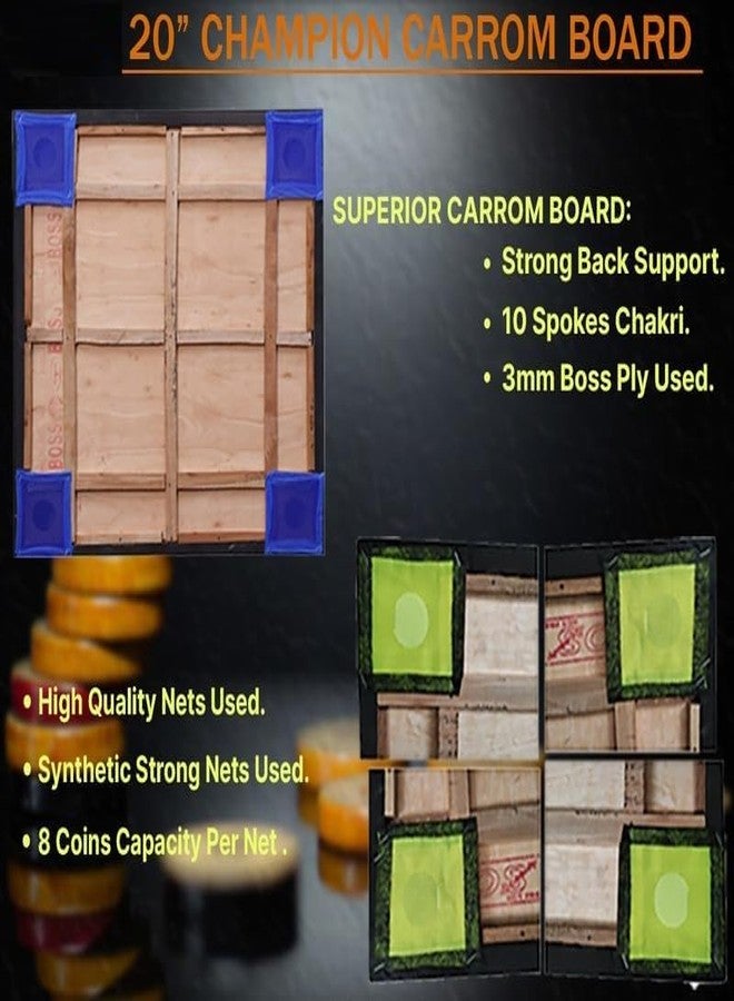 DESCTIDY 20 inches Meatte Finish with Carrom Board Coins, Carrom Board Striker and Magic boric Powder, with Ludo Board and Snake and Ladder Brain. - Image 3