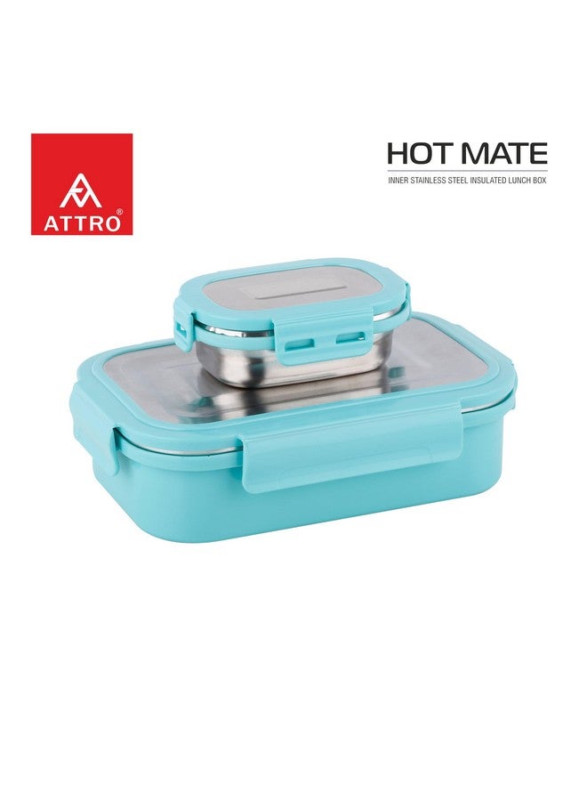 Attro Hotmate Stainless Steel Insulated Airtight Leak-Proof Lunch Box Unbreakable Lid,Snacks Tiffin for Kids,Light Weight,Easy Clean for Office,School,Picnic&Travelling,800 Ml - Pastel Green - Image 2