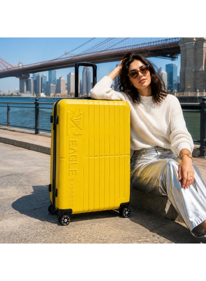 Eagle Express Aura 28 Inch Large Luggage Yellow, ABS Hard Shell Check-In Trolley Suitcase with Scratch Resistant Design, Silent Double Spinner Wheels, Anti-Theft Zipper, Soft Grip Handles and 2 Year Warranty - Image 2