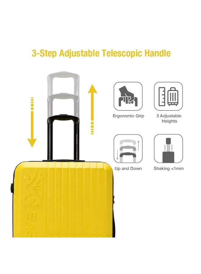 Eagle Express Aura 28 Inch Large Luggage Yellow, ABS Hard Shell Check-In Trolley Suitcase with Scratch Resistant Design, Silent Double Spinner Wheels, Anti-Theft Zipper, Soft Grip Handles and 2 Year Warranty - Image 4