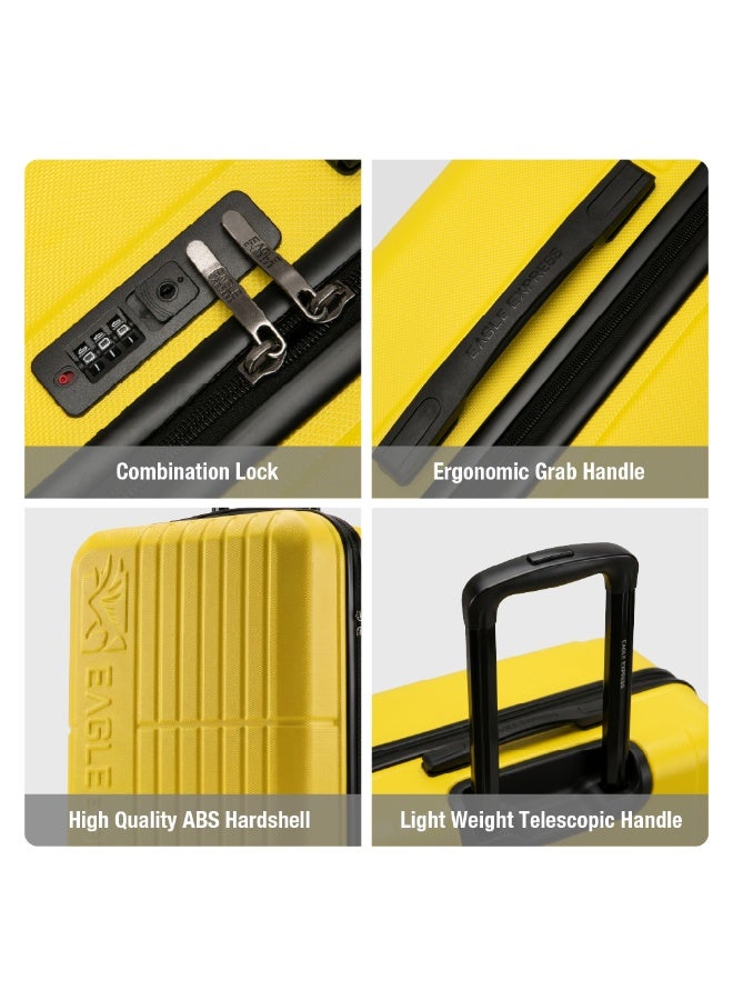 Eagle Express Aura 28 Inch Large Luggage Yellow, ABS Hard Shell Check-In Trolley Suitcase with Scratch Resistant Design, Silent Double Spinner Wheels, Anti-Theft Zipper, Soft Grip Handles and 2 Year Warranty - Image 5