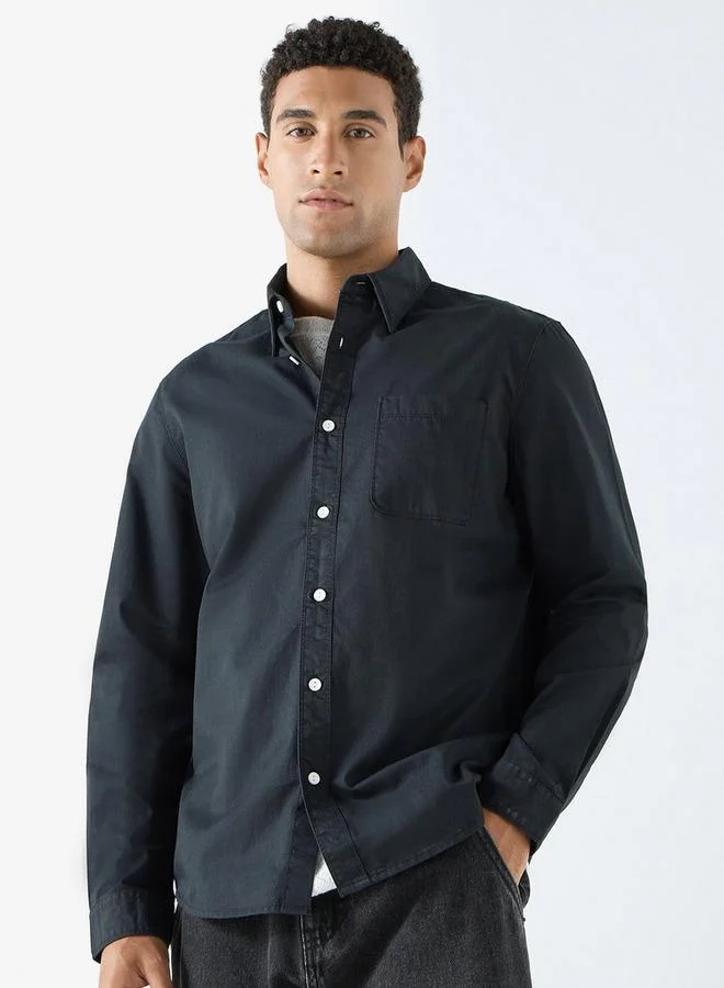 Lee Cooper Solid Shirt with Pocket and Long Sleeves