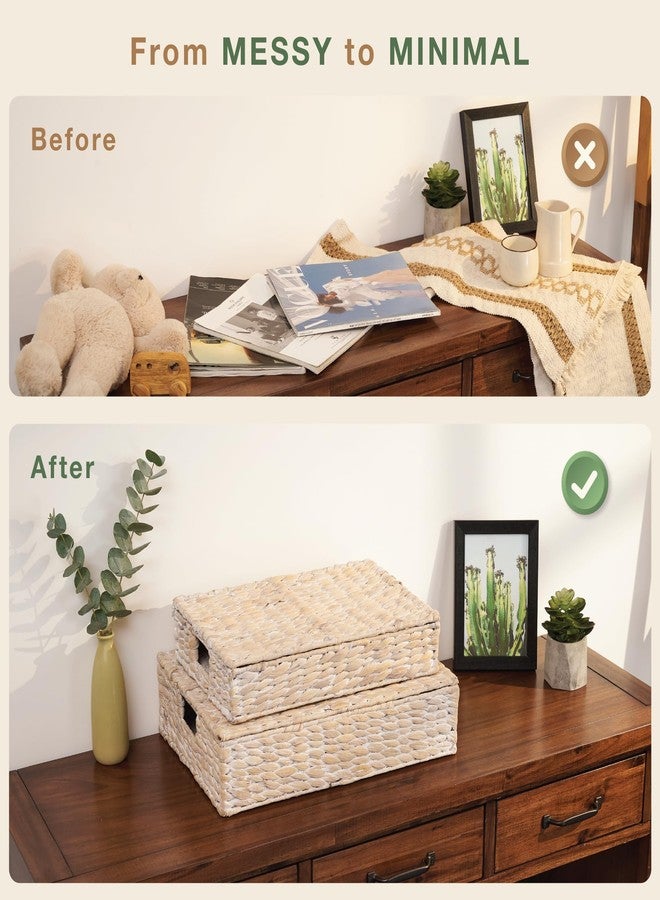 صناديق تخزين بيضاء مزخرفة من 84ECO مع أغطية لتزيين المنزل والرفوف - Image 4