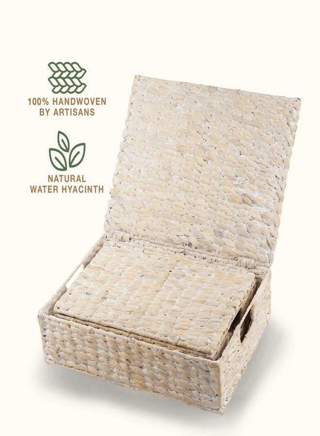 صناديق تخزين بيضاء مزخرفة من 84ECO مع أغطية لتزيين المنزل والرفوف - Image 5