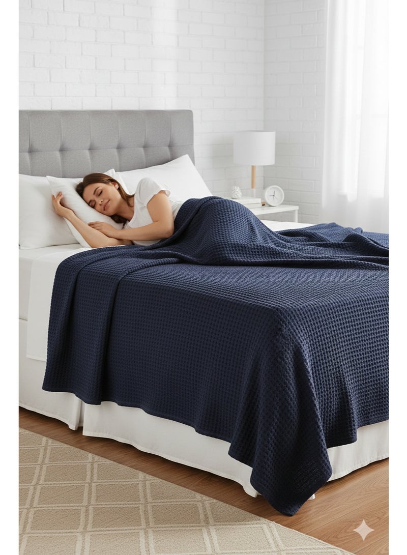 Nile Weave Elegant Egyptian Cotton Waffle Throw Blanket – ultra-soft, lightweight, and beautifully crafted. Enjoy luxurious comfort, breathable warmth, and timeless sophistication in any room. - Image 3