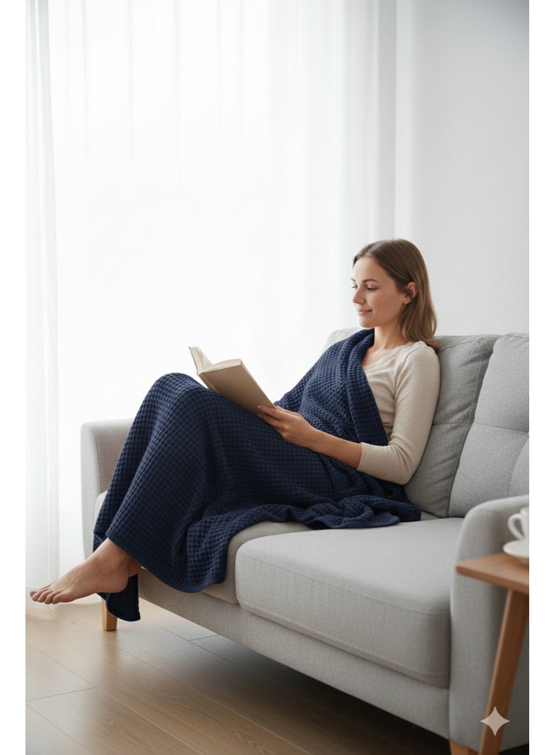 Nile Weave Elegant Egyptian Cotton Waffle Throw Blanket – ultra-soft, lightweight, and beautifully crafted. Enjoy luxurious comfort, breathable warmth, and timeless sophistication in any room. - Image 4