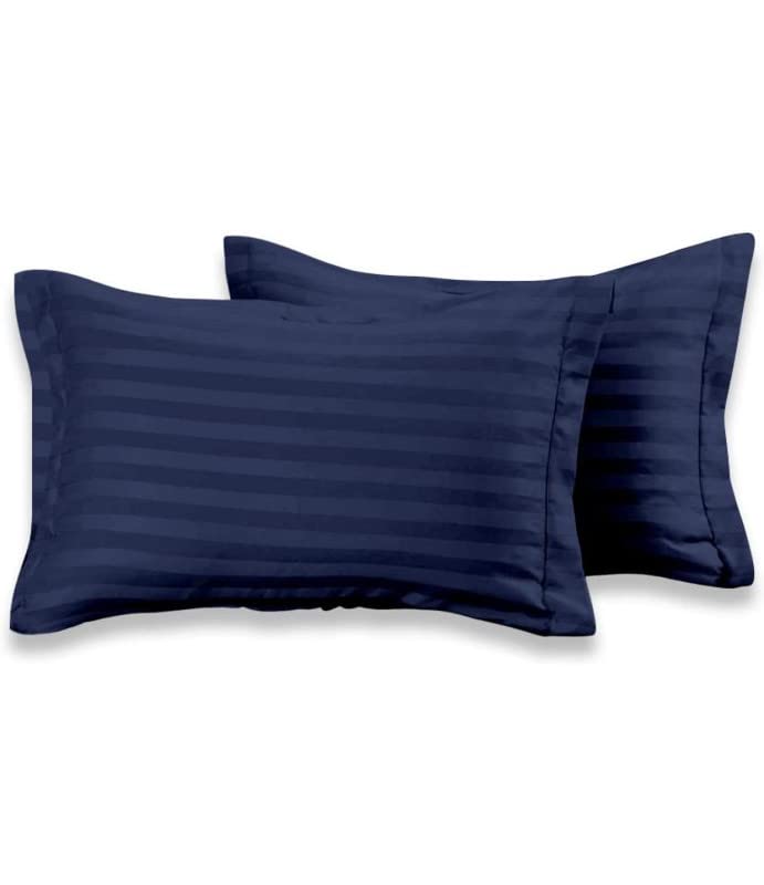 YFH Creative Super Soft Breathable Brushed Microfiber Cotton 220 GSM Luxurious Striped Pillow Covers Combo Set of 4 Peices- 18"x 28", Yellow & Blue - Image 2