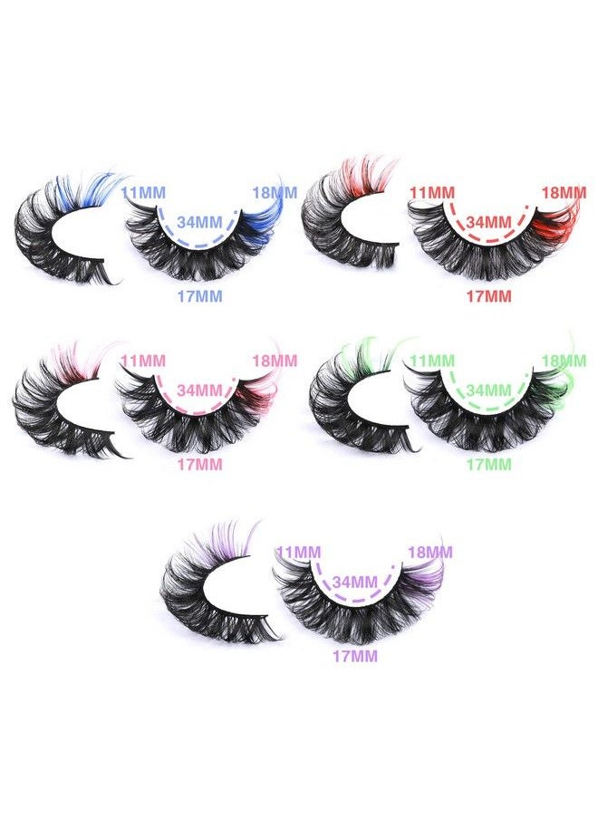wiwoseo - False Eyelashes Colorful Russian Strip Lashes Colored Faux Mink Lashes Natural Wispy Fluffy 18Mm 3D Effect Color Fake Eyelashes For Festival 10 Pairs Pack - Image 1