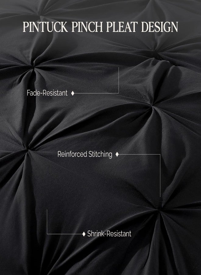 Andency طقم لحاف أندينسي كاليفورنيا كينج أسود (104 × 96 بوصة)، طقم لحاف كاليفورنيا كينج ذو ثنيات متداخلة مكون من 3 قطع، لحاف سرير كينج كبير الحجم بثنيات متداخلة، طقم مفروشات سرير من الألياف الدقيقة بديل للريش - Image 5