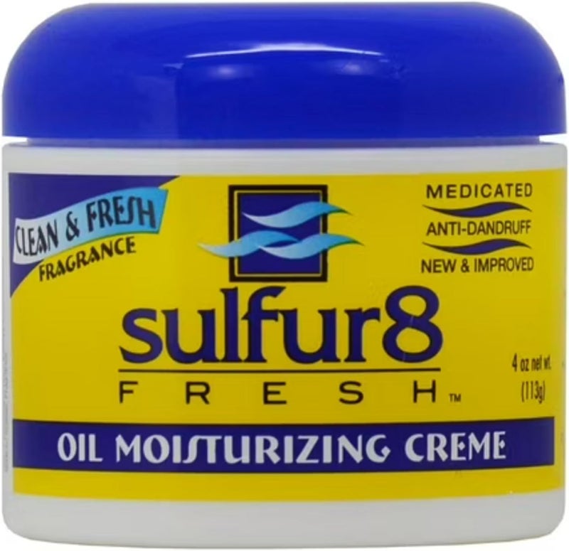 SULFUR 8 Fresh Oil Moisturizing Creme - 4 oz Medicated Anti-Dandruff Treatment - Image 1