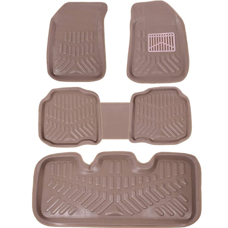 Dhanvine 3D / 4D EVA Beige, Plastic Car Floor Mats with Compatible Maruti Suzuki Ertiga (2018-2025) - Image 1