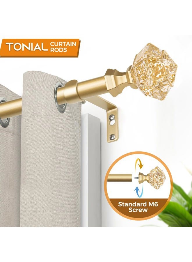 TONIAL Curtain Rods 32 to 115 Inch(2.6 to 9.6 ft), Telescoping Splicing 3/4 Single Rods for Windows 66 to 120 Inch Decorative Drapery Rod with Translucent Diamond Finial, Luxury Gold - Image 3