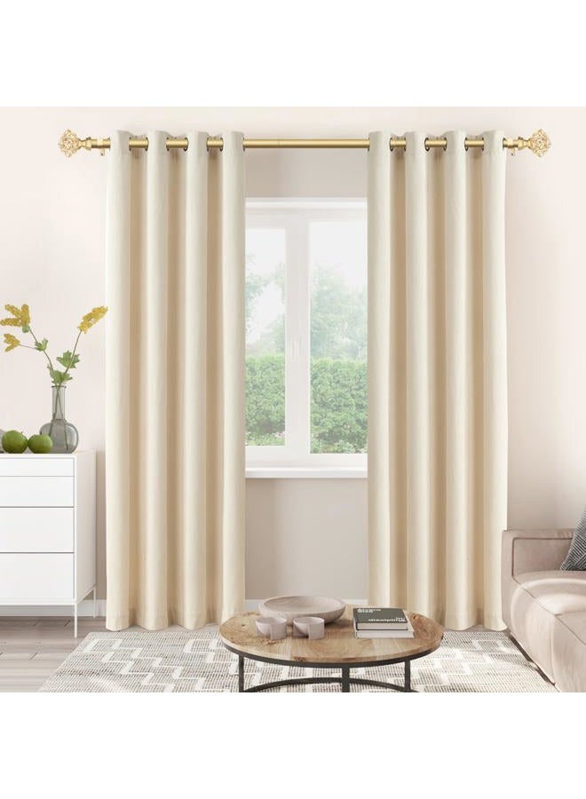TONIAL Curtain Rods 32 to 115 Inch(2.6 to 9.6 ft), Telescoping Splicing 3/4 Single Rods for Windows 66 to 120 Inch Decorative Drapery Rod with Translucent Diamond Finial, Luxury Gold - Image 2