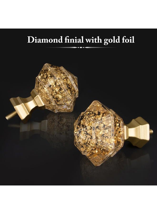 TONIAL Curtain Rods 32 to 115 Inch(2.6 to 9.6 ft), Telescoping Splicing 3/4 Single Rods for Windows 66 to 120 Inch Decorative Drapery Rod with Translucent Diamond Finial, Luxury Gold - Image 4