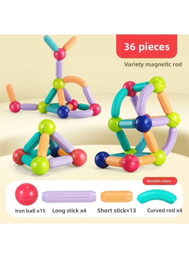 Variety Magnetic Stick Children's Educational Toys Magnetic Sheet Large Particle Boys And Girls Baby Assembled Building Blocks Magnet Wholesale-Color:36 Particles Color Box  - Image 1