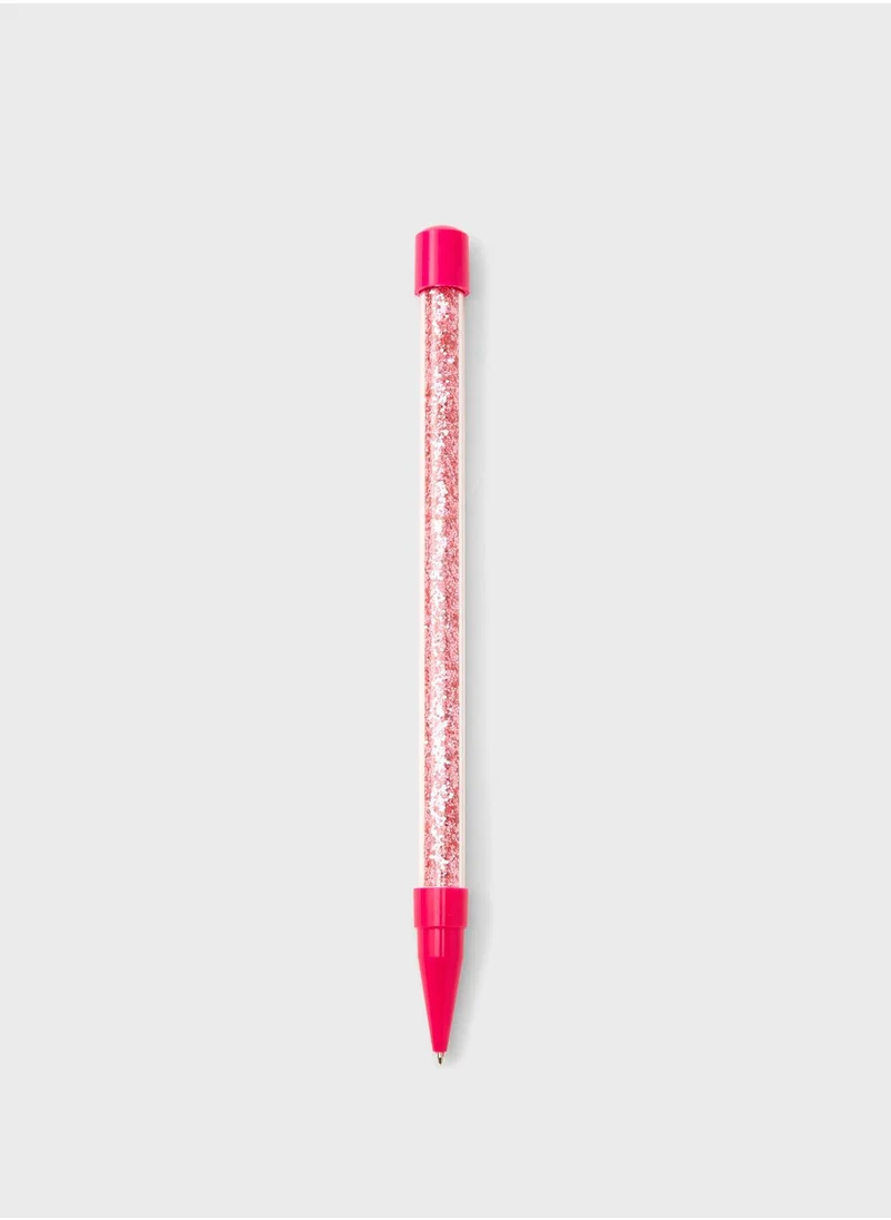 Claires Jumbo Glitter Pen - Pink