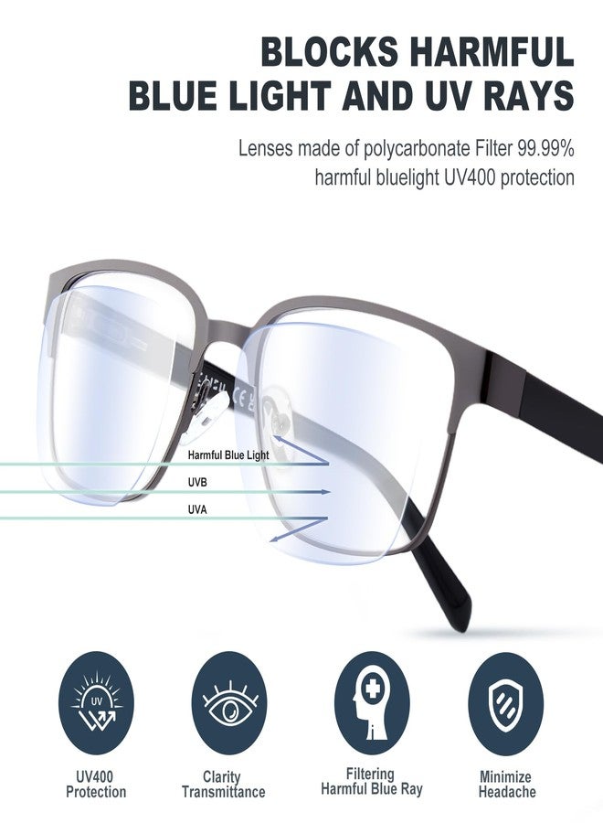 JOLISU 5PCS Reading Glasses Men - Blue Light Blocking Metal Frame for Mens/Women - Durable Readers Fit Read（1.50） - Image 2