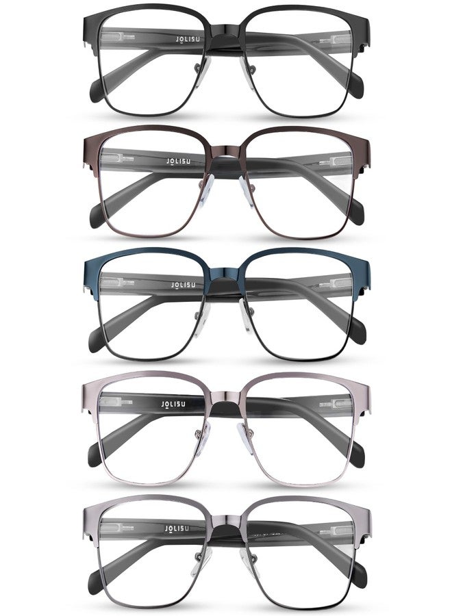 JOLISU 5PCS Reading Glasses Men - Blue Light Blocking Metal Frame for Mens/Women - Durable Readers Fit Read（1.50） - Image 1