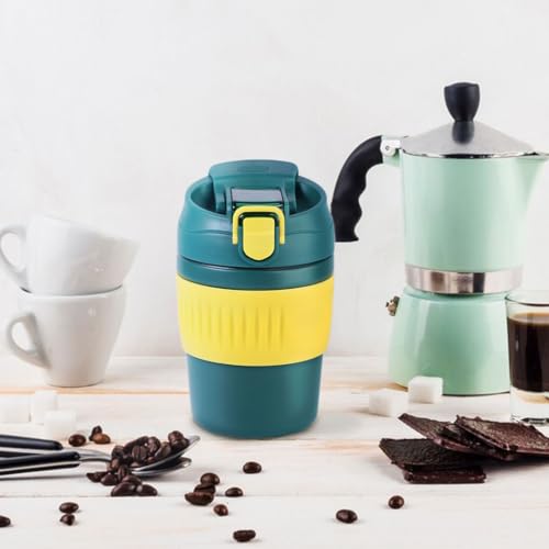 Attro Punch Coffee Travel Cup Insulated Vacuum Cup Comes with Two Convenient Drinking Options & Anti-Skid Bottom Stylish & Functional Travel Friendly Ideal for Office & Outdoor-350ml Emerald Green - Image 3