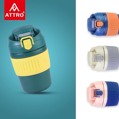 Attro Punch Coffee Travel Cup Insulated Vacuum Cup Comes with Two Convenient Drinking Options & Anti-Skid Bottom Stylish & Functional Travel Friendly Ideal for Office & Outdoor-350ml Emerald Green - Image 4
