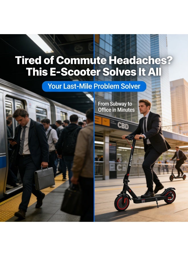 Crony Foldable Electric Scooter Lightweight, 250W Motor, Speed 25 km/h, Range 10 km, Max Load 120 kg, App Control, Black - Image 2