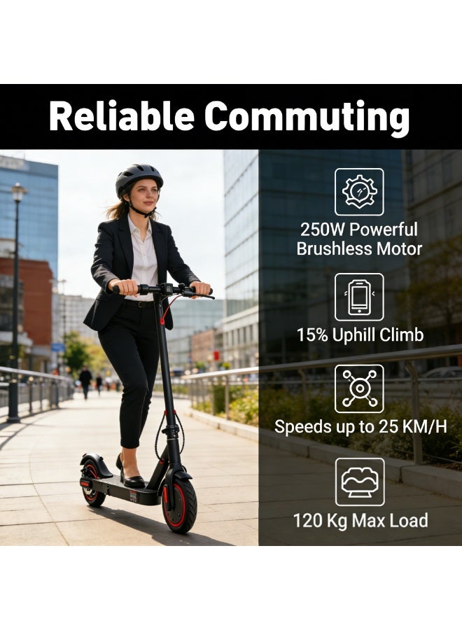 Crony Foldable Electric Scooter Lightweight, 250W Motor, Speed 25 km/h, Range 10 km, Max Load 120 kg, App Control, Black - Image 4