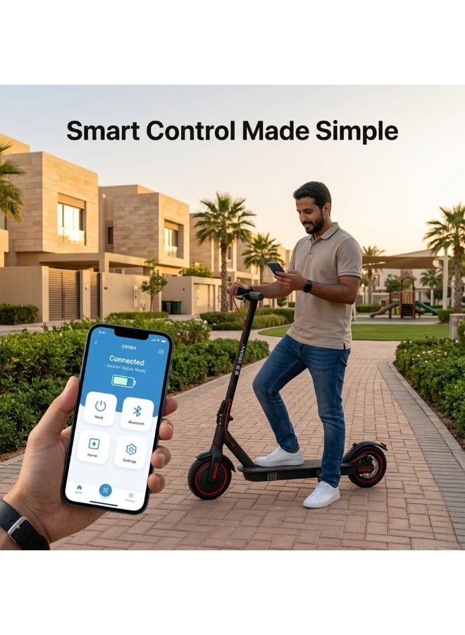 كروني سكوتر كهربائي قابل للطي وخفيف الوزن، محرك بقوة 250 واط، سرعة تصل إلى 25 كم/ساعة، مدى يصل إلى 10 كم، حمولة قصوى 120 كجم، اللون الأسود - Image 5