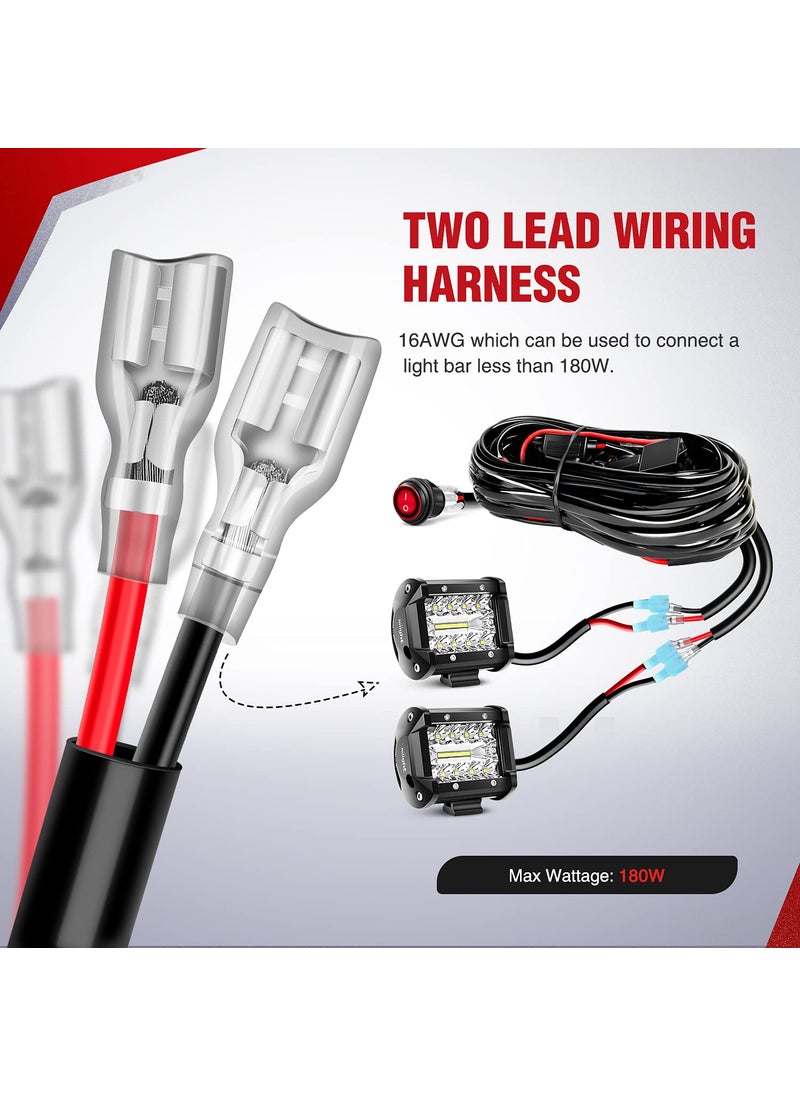 Nilight Nilight - NI -WA 06 LED Light Bar Wiring Harness Kit - 2 Leads 12V On Off Switch Power Relay Blade Fuse for Off Road Lights Work Light, 2 Years Warranty,Black  - Image 3