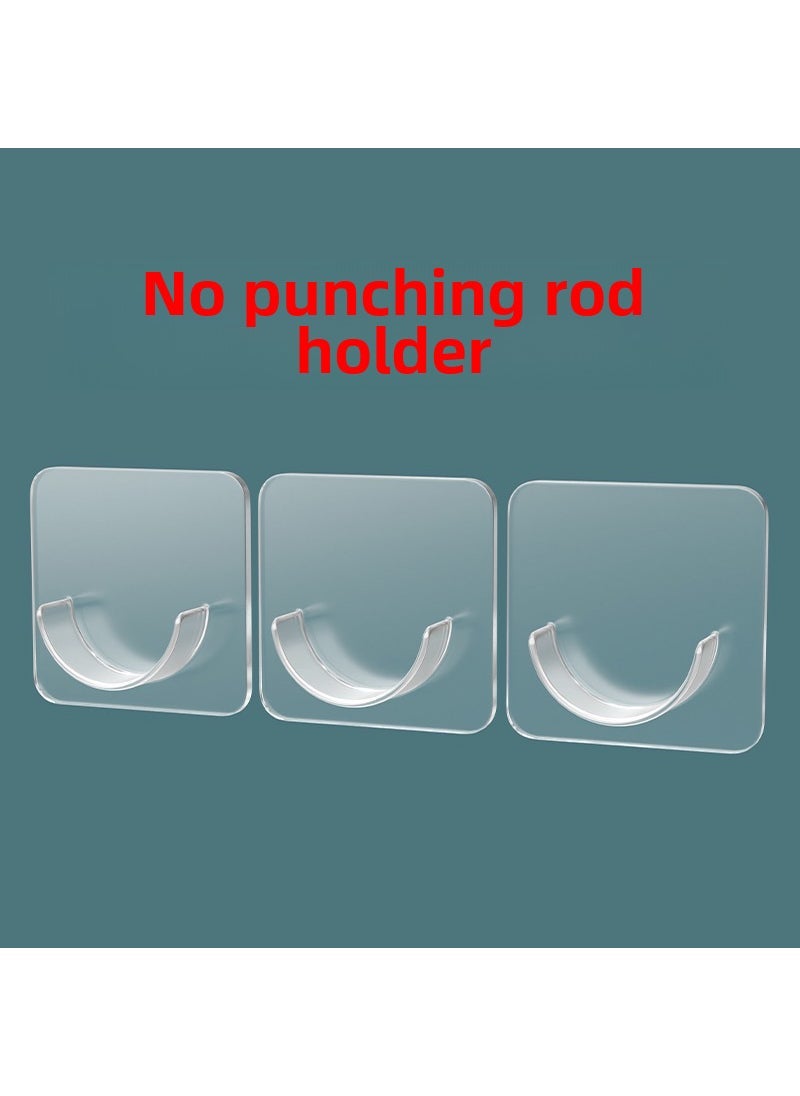 1 x 5 pcs Seamless Adhesive Hooks Set for Bathroom Kitchen 7x 7 telescopic rod fixed support
