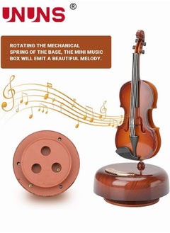 UNUNS Vintage Mini Violin Music Box With Rotating Musical Base,Classical Decoration Mini Replica Instrument Crafts,Gift For Girl,Boy And Women  - Image 3