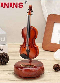 UNUNS Vintage Mini Violin Music Box With Rotating Musical Base,Classical Decoration Mini Replica Instrument Crafts,Gift For Girl,Boy And Women  - Image 1