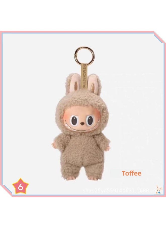 Labubu Macaron Vinyl Face Plush Toy Collectible Figure Hanging Ornament Youth Animal Cartoon Stuffed Doll Fibre Cotton Filling-Color:Apricot  - Image 1