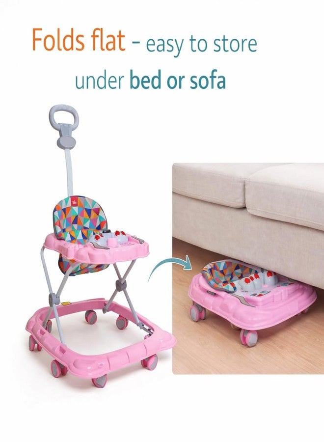 Maanit Baby Walker for Kids, Foldable Kids Walker with Height Adjustable & Parental Push Handle | Walker for Baby with Music & Light, | Walker for 6-12 Months Boy Girl (Pink) - Image 3