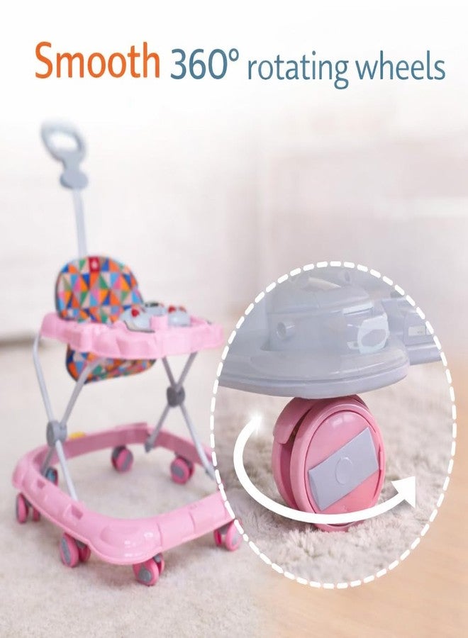 Maanit Baby Walker for Kids, Foldable Kids Walker with Height Adjustable & Parental Push Handle | Walker for Baby with Music & Light, | Walker for 6-12 Months Boy Girl (Pink) - Image 2