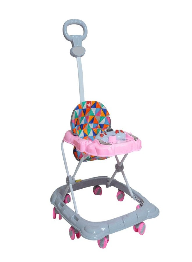 Maanit Baby Walker for Kids, Foldable Kids Walker with Height Adjustable & Parental Push Handle | Walker for Baby with Music & Light, | Walker for 6-12 Months Boy Girl (Pink) - Image 1