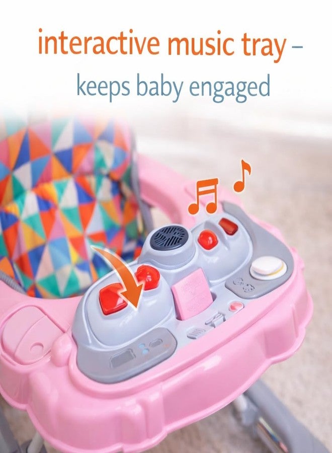 Maanit Baby Walker for Kids, Foldable Kids Walker with Height Adjustable & Parental Push Handle | Walker for Baby with Music & Light, | Walker for 6-12 Months Boy Girl (Pink) - Image 5