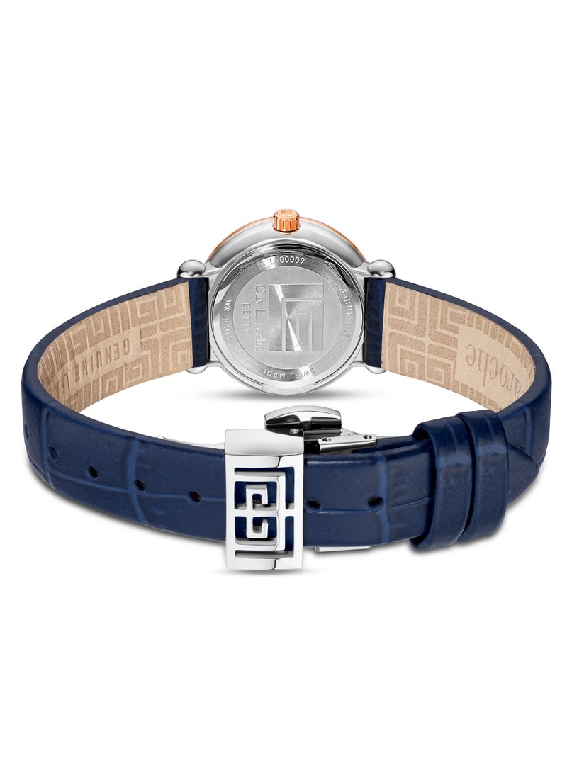 Guy Laroche Betty Watch for Women with Blue Genuine Leather Strap 25 mm 5 Atm  - Image 3