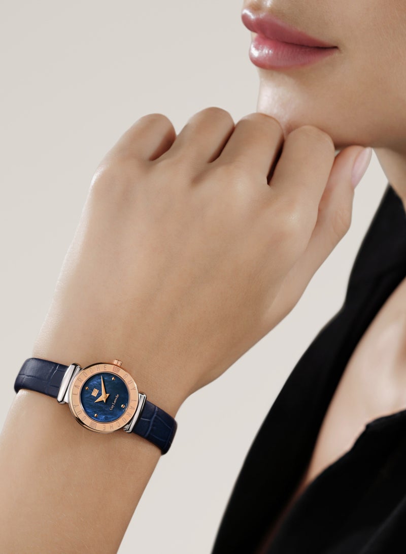 Guy Laroche Betty Watch for Women with Blue Genuine Leather Strap 25 mm 5 Atm  - Image 5